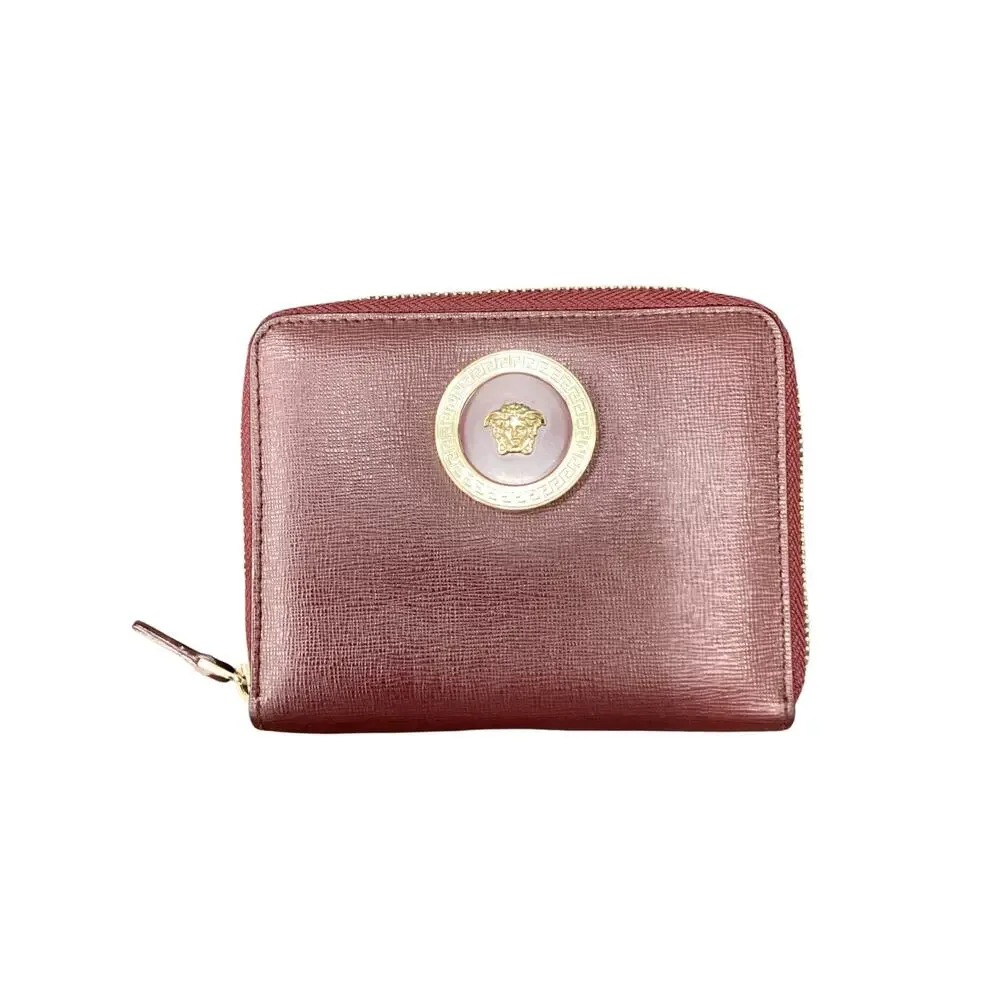Versace Wallet Women’s 1Size Saffiano Leather Medusa Bifold Wallet Burgundy/Wine